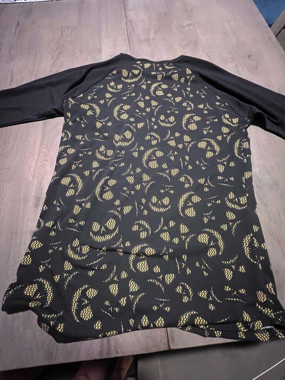 LuLaRoe Randy Size S Black Yellow Jack Skellington Pumpkin Shirt NWT